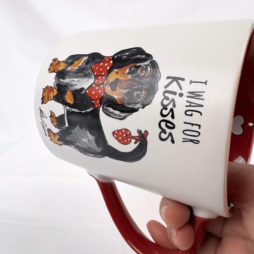 Kisses Dachshund Mug - 16oz Dog Lovers Coffee Cup, Funny Ceramic Tea Mug for Office & Home