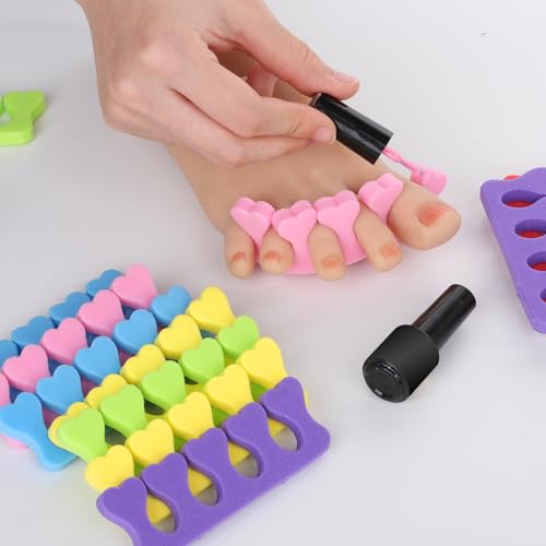Ajcotahm 24 PCS Soft Foam Toe Separators Heart Pedicure Tools Set