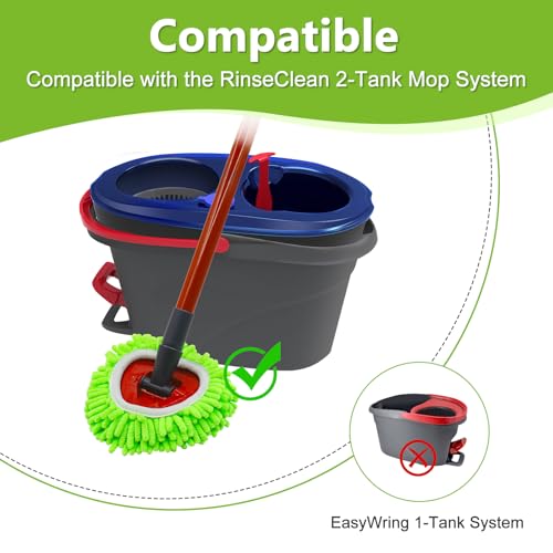 Ocedar RinseClean Compatible Mop Head Replacements - 3 Pack Chenille & Microfiber Refills for Multi-Surface Cleaning