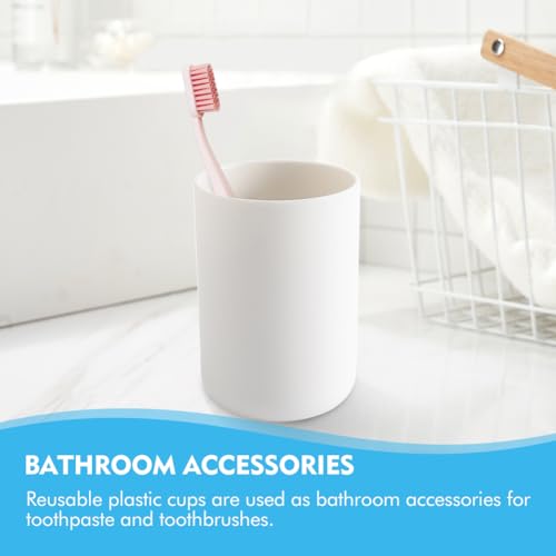 Kakalote White Plastic Bathroom Toothbrush Holder & 300ml Drinking Cup - Travel & Home Use