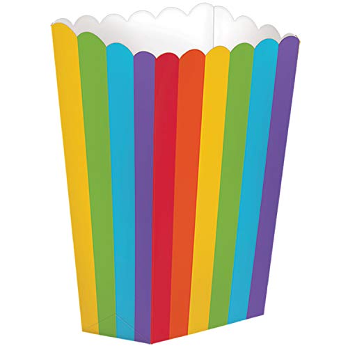 Vibrant Rainbow Popcorn Boxes - Pack of 5, 5.25" x 3.75"
