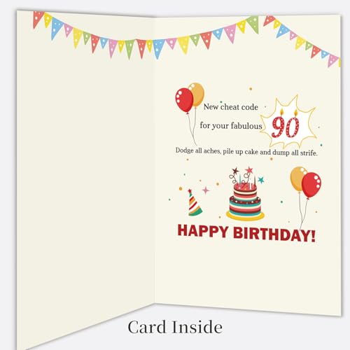 Funny 90th Birthday Card - Hilarious 90 Years Old Texting Slang Gift