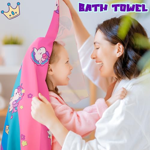 Unicorn Kids Beach Towel - Quick Dry Microfiber, Sand Free, 27" x 59"