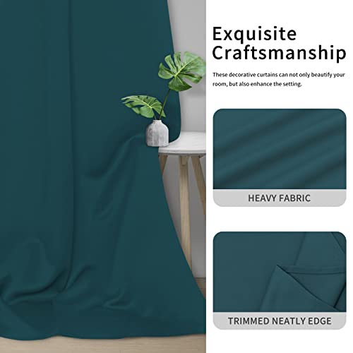 Easy-Going Thermal Blackout Curtains - Peacock Blue, 42x95 in, Set of 2