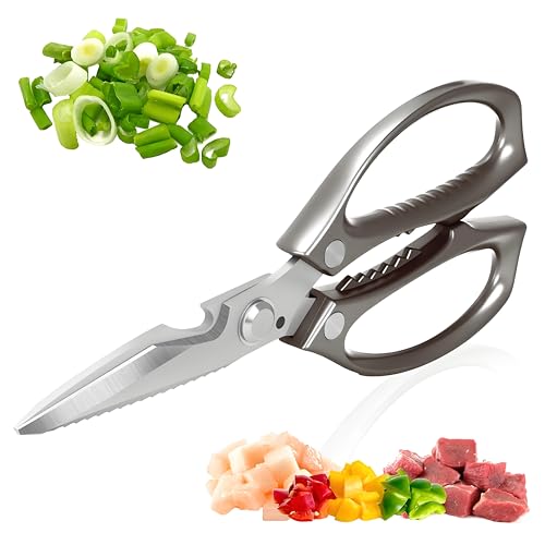 Honsen Silver All-Purpose Kitchen Scissors - Ultra Sharp Heavy Duty Food Shears