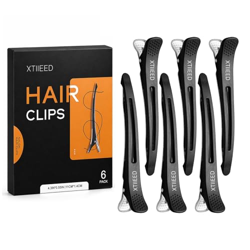 Hair Sectioning Clips 6-Pack No Crease Duck Bill Clips Black