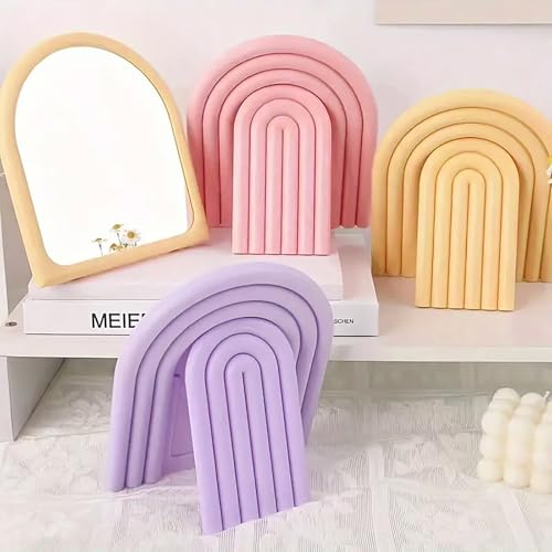 Small Arch Desk Makeup Mirror - Cute Aesthetic Vanity Mirror, Purple