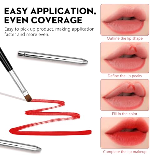 Zoolinn Portable Lip Brush Set, 2PCS Silver Retractable Makeup Brushes