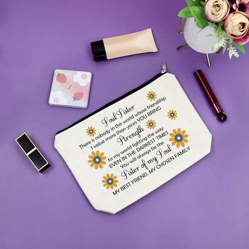 Soul Sister Makeup Bag - Best Friend Cosmetic Travel Pouch Gift