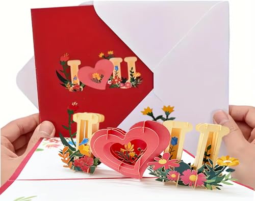 3D Pop-Up Love Greeting Card with Envelope for Valentine's Day