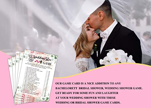 Wedding Shoe Game Cards - Floral Bridal Shower Game Set (30 Pack)