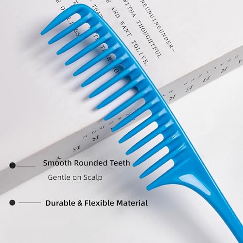Viviyoo 6 Pack Wide Tooth Rat Tail Comb Set for Curly Hair & Styling