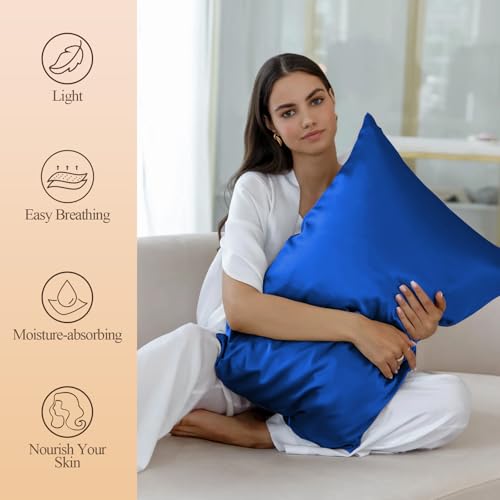 Royal Blue Satin Pillowcase Set - Standard Size (20x26 in) - 2 Pack