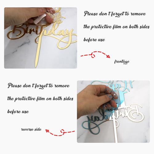 70th Birthday Cake Topper - Mirrored Gold Acrylic Decoration