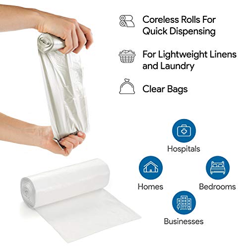 ProCure 7-10 Gallon Clear Heavy-Duty Trash Can Liners - 50 Pack, Lightweight, 8 Micron