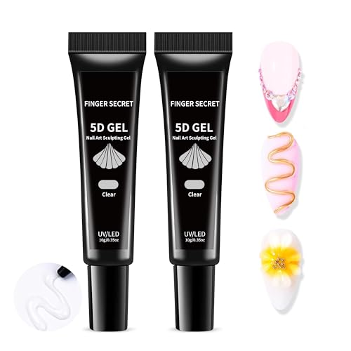 CARMEIN 5D Nail Art Sculpting Gel Kit - 2PCS Clear 3D DIY Nail Design
