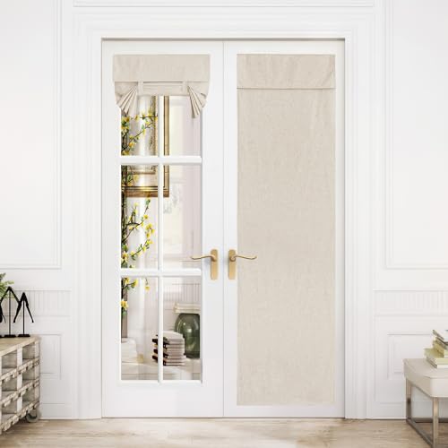 NICETOWN Beige Blackout Linen Front Door Curtain, 26x80 inch