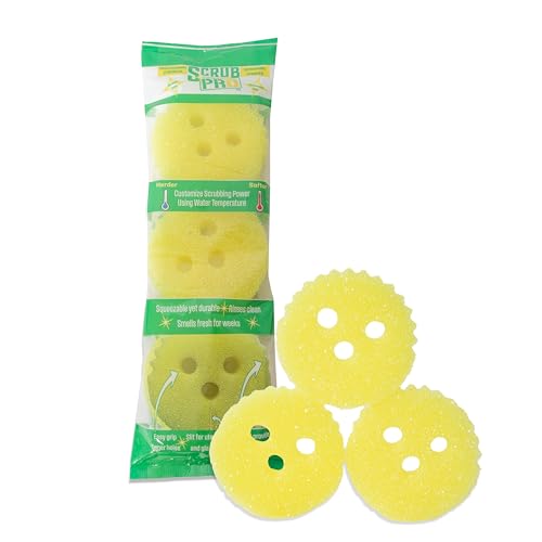 Scrub Pro Non-Scratch Cleaning Sponges - 3 Pack for Kitchen & Bathroom