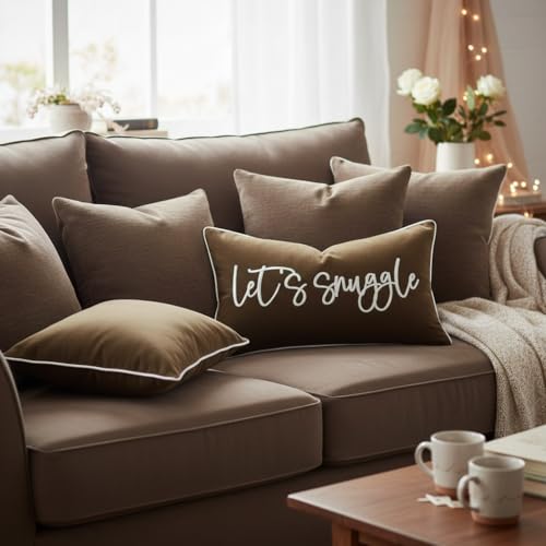 Let's Snuggle Decorative Lumbar Pillow Cover - Brown 12x20"