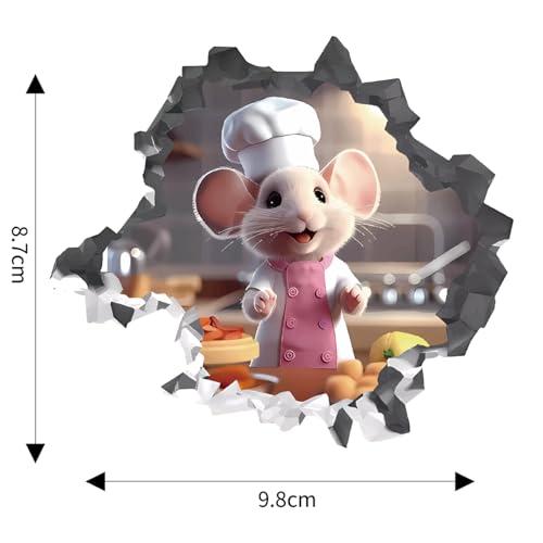 Whimsical 3D Mouse Hole Wall Decals - 6PCS Peel and Stick Stickers for Kids Room