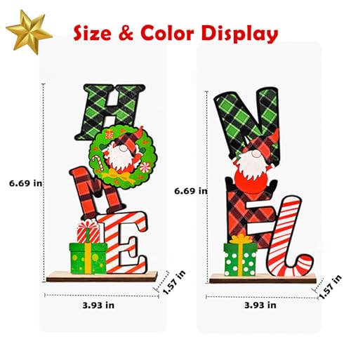 Wooden Christmas Centerpiece Signs Gnome Table Decorations 2Pcs