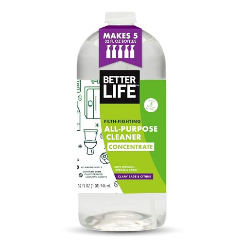 Better Life All Purpose Cleaner Concentrate- Multipurpose Home and Kitchen Cleaner for Glass, Countertops, Appliances, Upholstery & More - 32oz Clary Sage & Citrus Concentrate