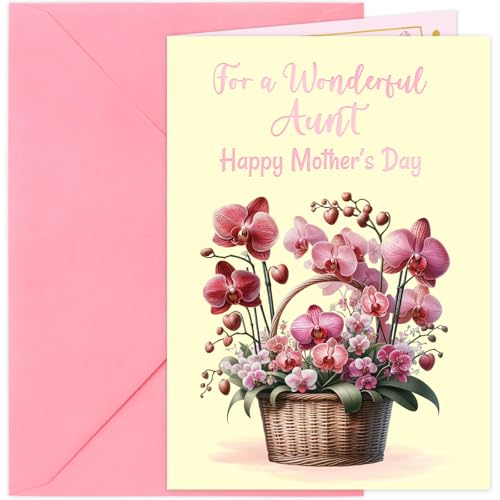 Happy Mother's Day Card for Aunt with Moth Orchid Design - 5x7