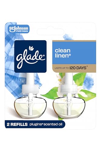 Glade PlugIns Scented Oil Refills, Clean Linen, 2 Count, Long-Lasting Scent