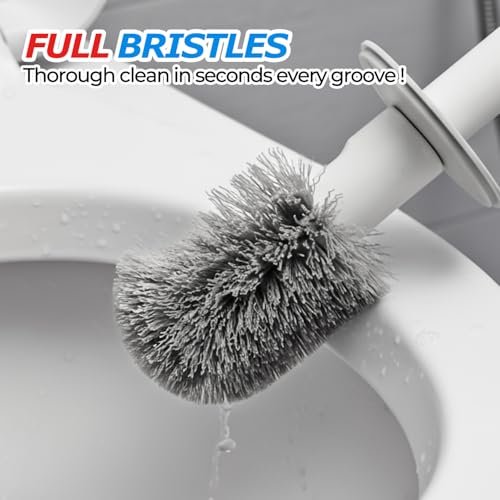 FORASTO Toilet Bowl Brush and Holder Set - Splash Proof & Space Efficient