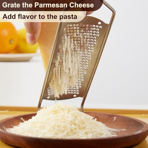 Stainless Steel Lemon Zester & Cheese Grater - Non-Slip Handheld Kitchen Tool