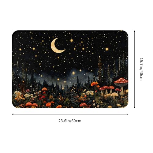 Mushroom Forest Bath Mat 16x24in, Non-Slip Absorbent Rug - Pattern 6
