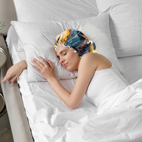 Deokke 2 PCS Satin Hair Bonnet for Sleeping Adjustable Double Layer Sleep Cap