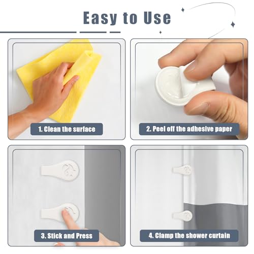 Vaszu Magnetic Silicone Shower Curtain Clips 3 Pack - White, 1.8"W x 3.3"L