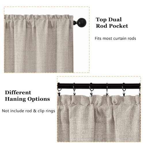 OWENIE Linen Textured Valance Curtain, 60x14 Inch Light Filtering Valance