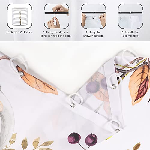 Gold Leaf Pumpkin Shower Curtain - 72x72 Inch Fall Thanksgiving Decor