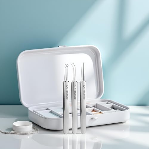 Zhuluck 3-Piece Blackhead Remover Tweezer Kit with Storage Box