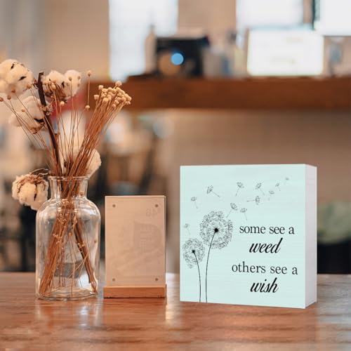 Inspirational Dandelion Quote Wooden Sign - 5x5 Desk Decor