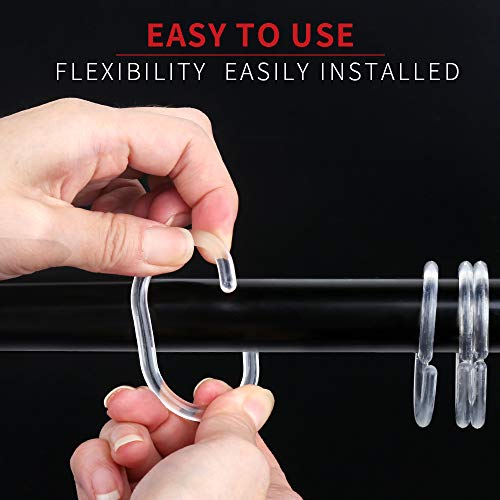 Fandamei 36-Piece C-Shaped Plastic Shower Curtain Rings, Rustproof Hooks
