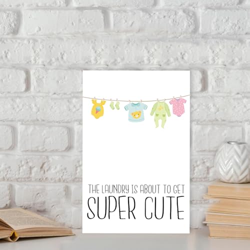 New Baby Card for Parents - Adorable Laundry Design, 8x5.3in
