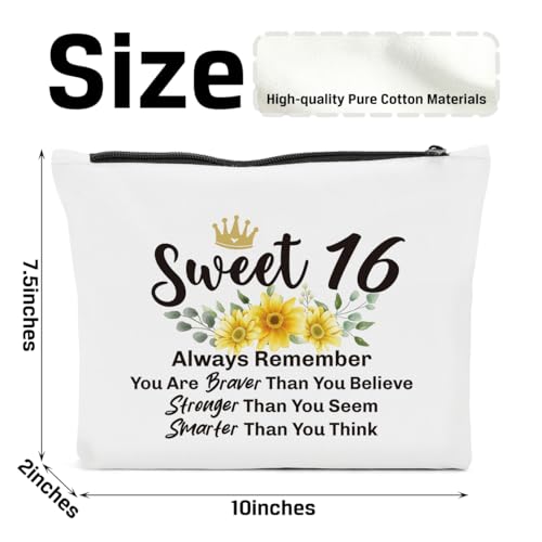 Funny 16th Birthday Makeup Bag Cotton Cosmetic Pouch for Girls