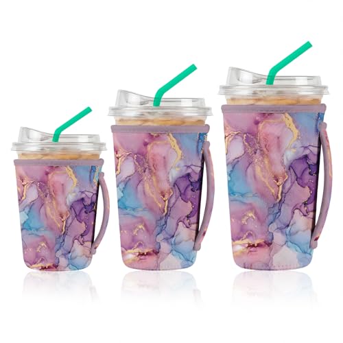 ArtSocket 3-Pack Iced Coffee Sleeves with Handles - 16oz-32oz