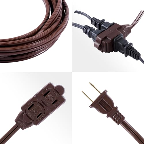 GE 3-Outlet Extension Cord, 15 Ft Brown Power Strip