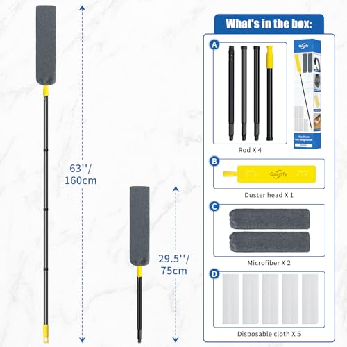 Qaestfy Under Appliance Cleaning Tool Kit with Long Handle & Microfiber Pads