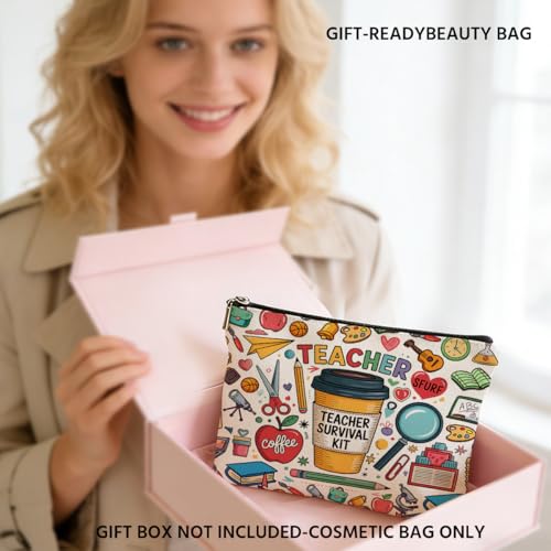 Teacher Makeup Bag Waterproof Travel Cosmetic Pouch Appreciation Gift