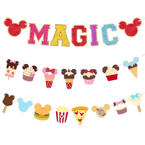 Mouse Head Birthday Party Banner - 22 Pcs Garland with Magic Theme