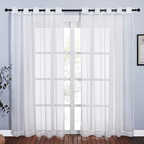 NICETOWN 84-inch Sheer Curtains - Ivory Voile Grommet Drapes, 70"W x 84"L