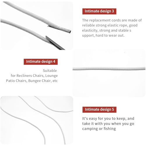 TOYANDONA Chair Replacement Cords Set - 4 Elastic Repair Cords for Recliners & Lounge Chairs
