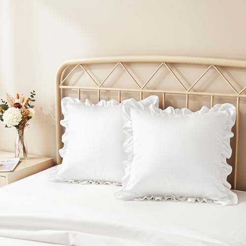Qianyu 2 Pack Ruffle Pillow Cases - Ultra Soft Microfiber Shams