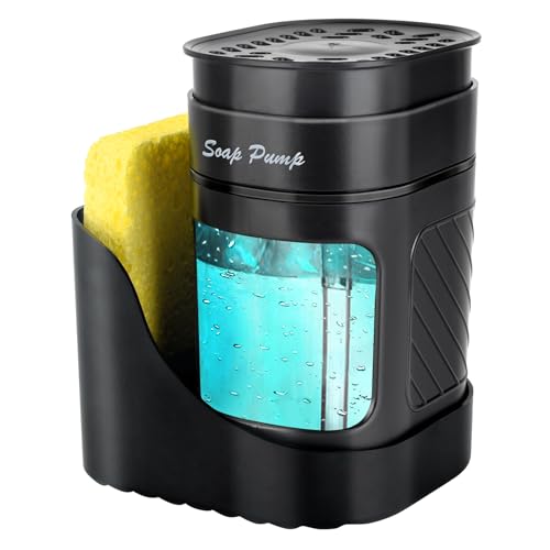 3-in-1 Kitchen Soap Dispenser with Sponge Holder - Black