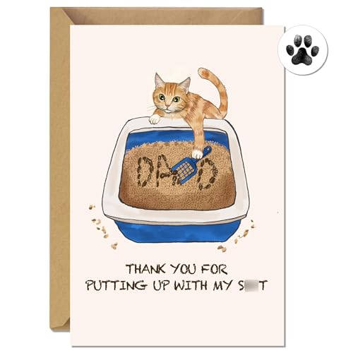 Funny Cat Dad Greeting Card with Envelope and Sticker 4x6